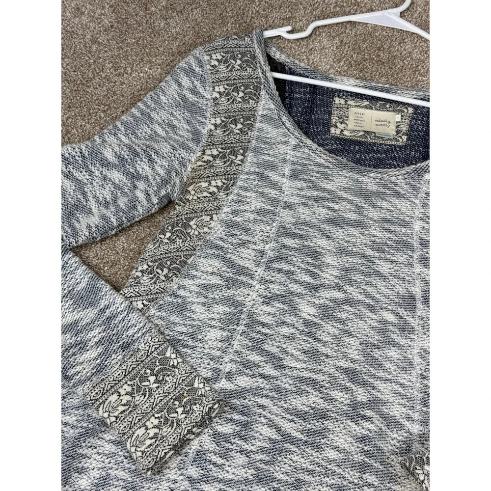 Saturday Sunday Anthropologie Blue Marled Knit Tunic Dress Long Sleeve Pockets S